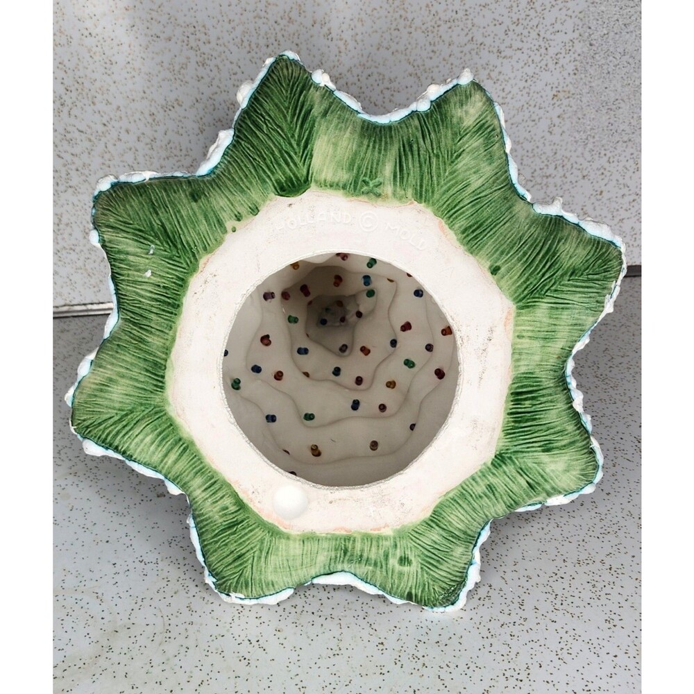 Vintage 1970s Holland Mold Large 17” Ceramic Frosted Christmas Tree W/ Base - Picture 14 of 16